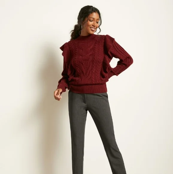 RW&Co. Ruffled Cable Knit Sweater - Picture 3 of 5